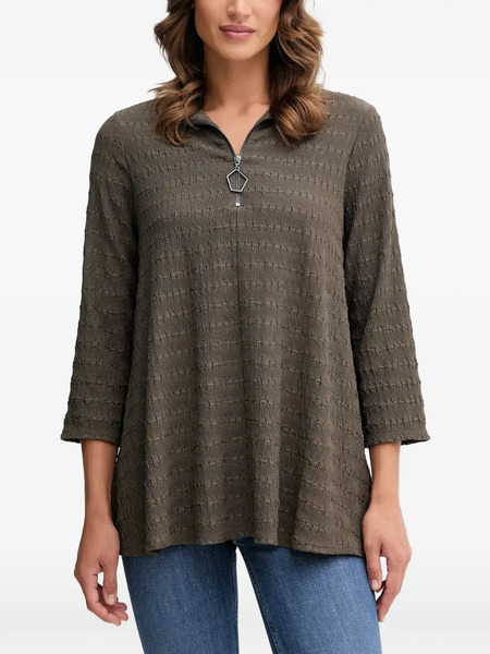  Joseph Ribkoff Zip Textured Top - Brown 