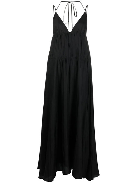  Joseph Ruched Silk Long Dress - Black 