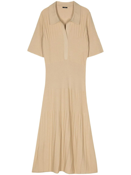  Joseph Split-neck Wool Midi Dress - Neutrals 