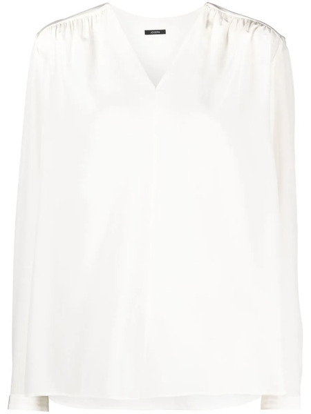  Joseph V-neck Silk Blouse - Neutrals 