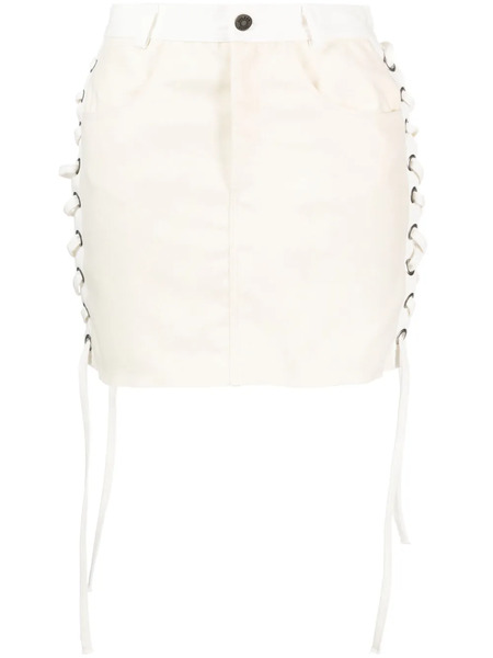  Julfer Lace-up Denim Miniskirt - Neutrals 