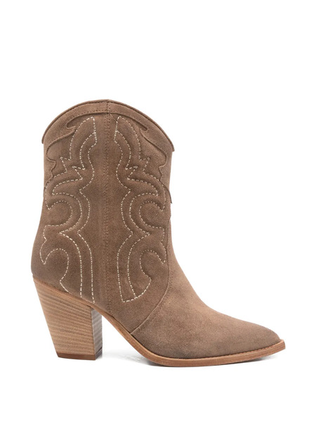  Julie Dee Embroidered Pointed Cowboy Boots - Brown 