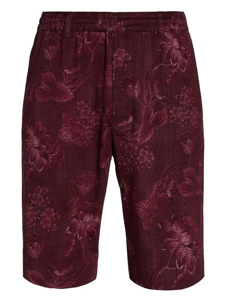  June 79 Floral-jacquard Elasticated Shorts - Red 