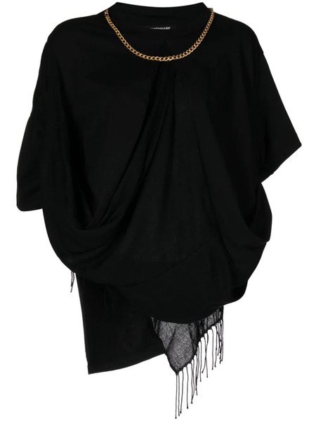  Junya Watanabe Fringe-detail Draped Top - Black 