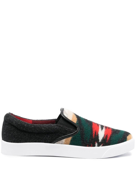  Junya Watanabe Man Abstract-pattern Wool Sneakers - Green 