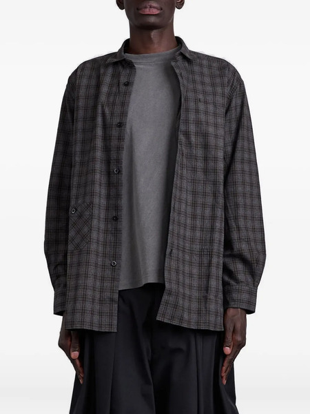  Junya Watanabe Man Checked Elbow-patch Shirt - Grey 