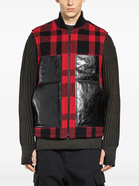  Junya Watanabe Man Checked Panelled Vest - Red 