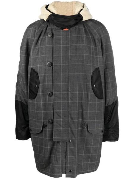  Junya Watanabe Man Checked Patchwork Coat - Grey 