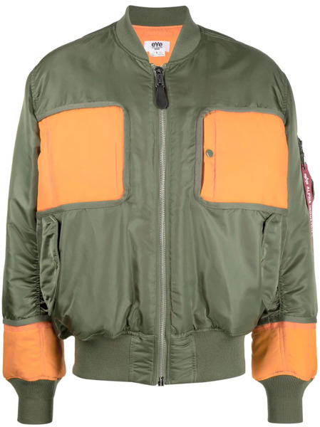  Junya Watanabe Man Colour-block Panelled Bomber Jacket - Green 