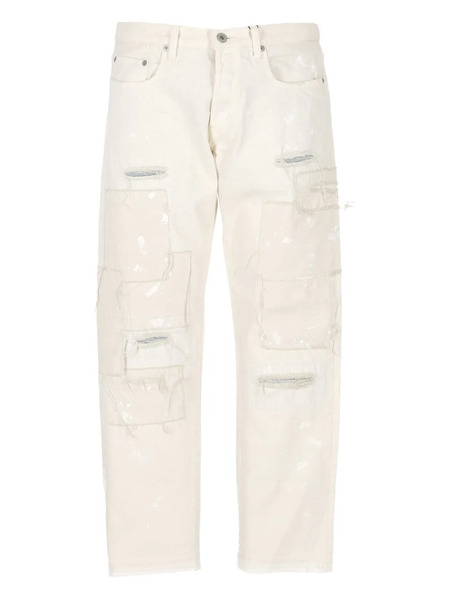  Junya Watanabe Man Distressed- Effect Jeans - White 