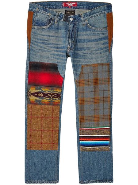  Junya Watanabe Man Patchwork Mid-rise Jeans - Blue 