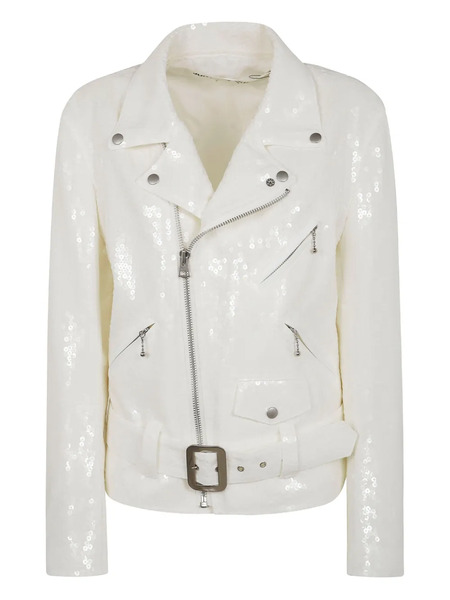  Junya Watanabe Sequinned Biker Jacket - White 