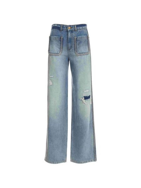  Just Cavalli Braided Ripped Jeans - Blue 