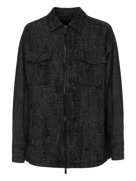  Just Cavalli Herringbone Zip-front Jacket - Black 