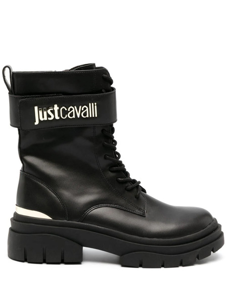  Just Cavalli Logo-plaque Leather Boots - Black 