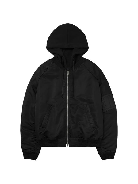 Juun.j Hooded Bomber Jacket - Black 