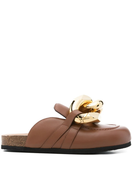  Jw Anderson Chain Leather Mules - Brown 