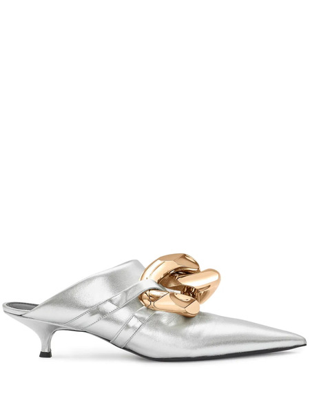  Jw Anderson Chain Leather Mules - Silver 