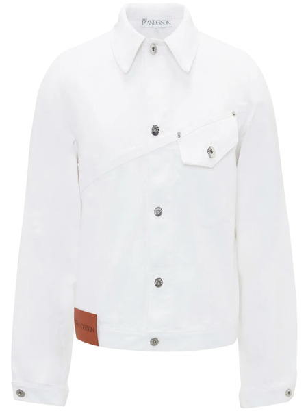  Jw Anderson Cropped Twisted Denim Jacket - White 