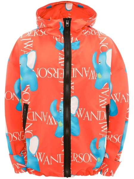  Jw Anderson Elephant-print Oversized Hooded Jacket - Red 