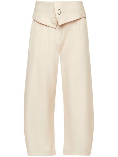  Jw Anderson Fold-over Wide-leg Trousers - Neutrals 