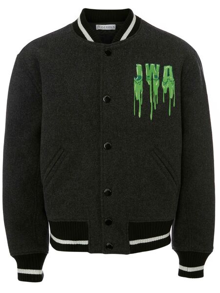  Jw Anderson Logo-embroidered Bomber Jacket - Grey 