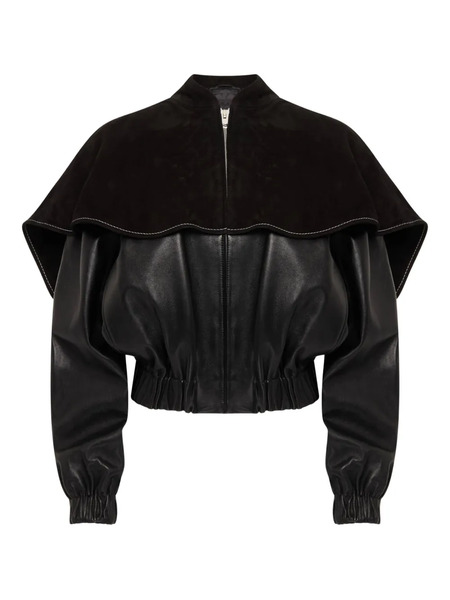  Jw Anderson Oversized-collar Leather Jacket - Black 