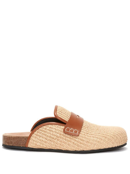  Jw Anderson Penny-slot Raffia Mules - Neutrals 