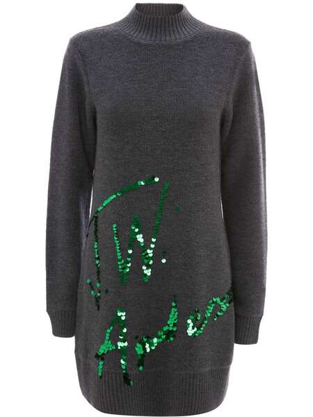  Jw Anderson Sequins-logo Knitted Minidress - Grey 