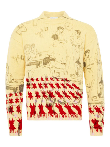  Jw Anderson Sketch-houndstooth Sweater - Yellow 