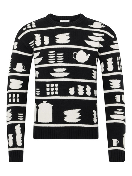  Jw Anderson Tableware-pattern Crew-neck Sweater - Black 
