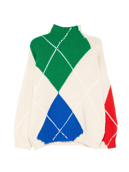  Jw Anderson Turtle-neck Argyle Sweater - White 