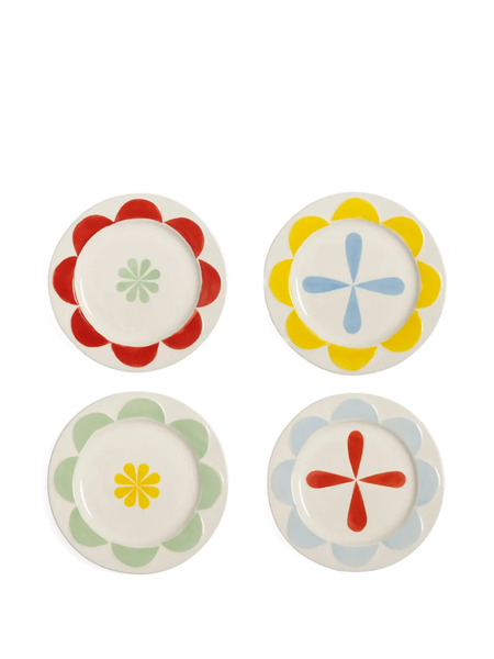  &k Amsterdam Folk Plates (set Of Four) - Neutrals 
