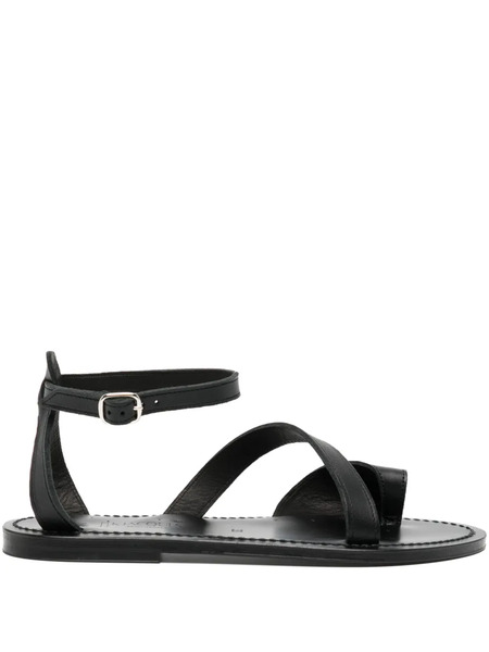  K. Jacques Leather Cross-strap Sandals - Black 