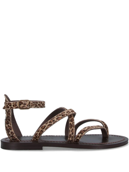  K. Jacques Leopard-print Ankle-strap Sandals - Brown 