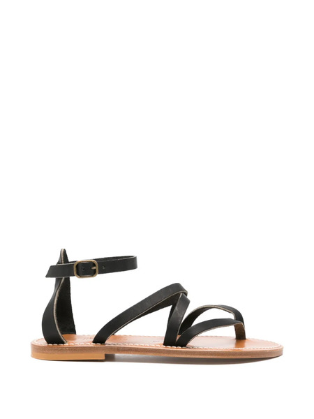  K. Jacques Strappy Flat Sandals - Black 