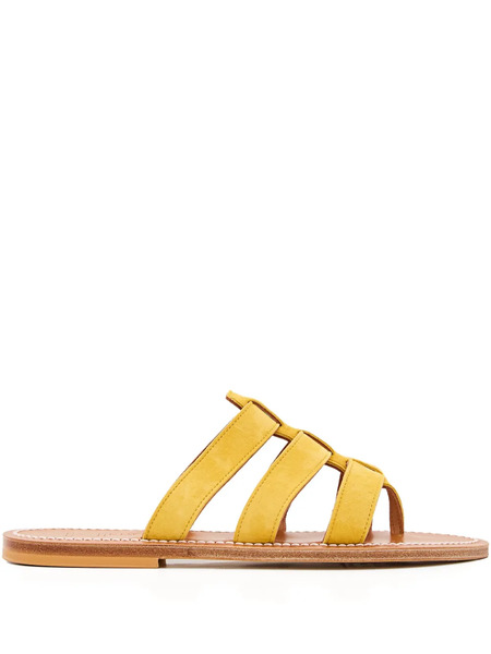  K. Jacques Three-band Leather Flat Sandals - Yellow 