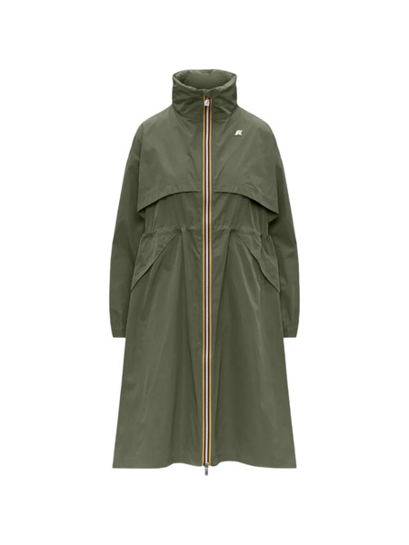  K-way Aube Memory Touch Drawstring Panelled Coat - Green 