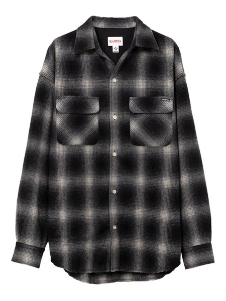  Kamiya Check-pattern Wool Shirt - Black 