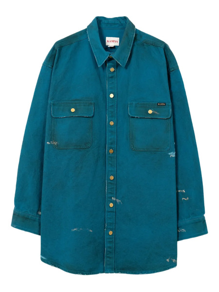  Kamiya Distressed Pocket Shirt - Blue 