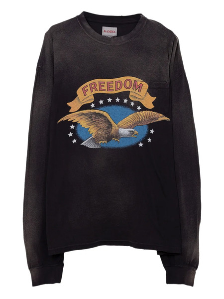  Kamiya Eagle-graphic Long-sleeved Sweatshirt - Black 