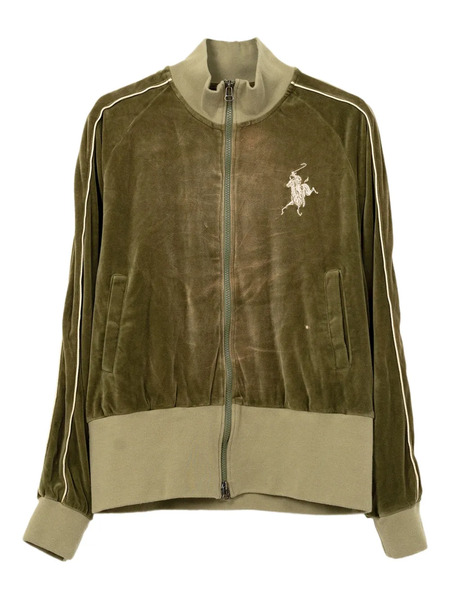  Kamiya Embroidered Velour Zip-up Sport Jacket - Green 
