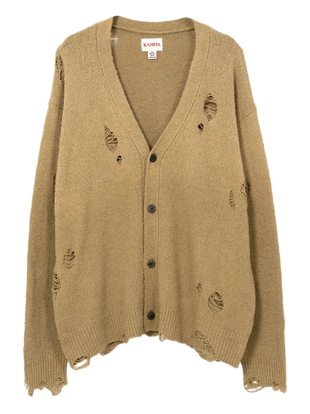  Kamiya Faded Frayed Cardigan - Green 