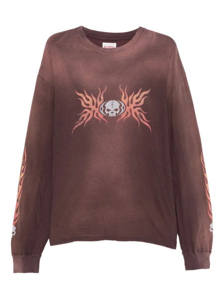  Kamiya Skull-frame T-shirt - Brown 
