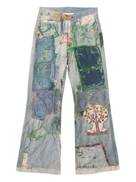  Kamiya Trompe L'oeil Embroidered Patchwork Jeans - Blue 