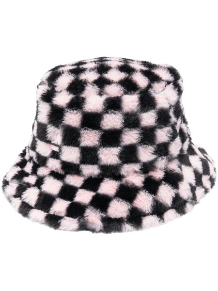  Kangol Checkerboard-print Faux-fur Hat - Pink 