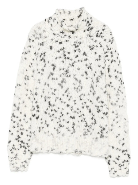  Kangra High-neck Speckled Knit Sweater - White 