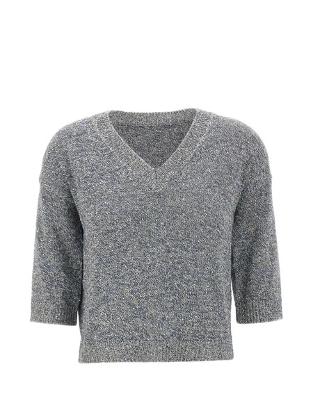  Kangra Micro-sequin V-neck Sweater - Grey 