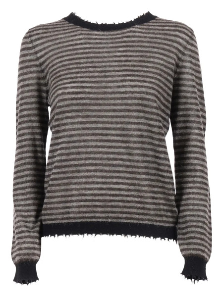  Kangra Striped Frayed-edge Sweater - Grey 