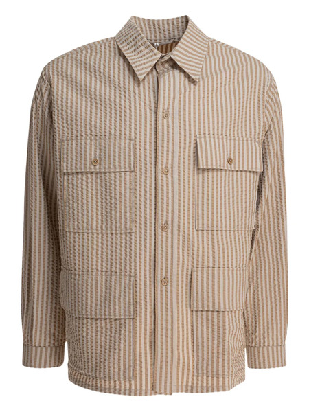  Kaptain Sunshine Safari Striped-pattern Shirt Jacket - Neutrals 